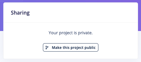 Project dashboard controls for creating and managing a public project version