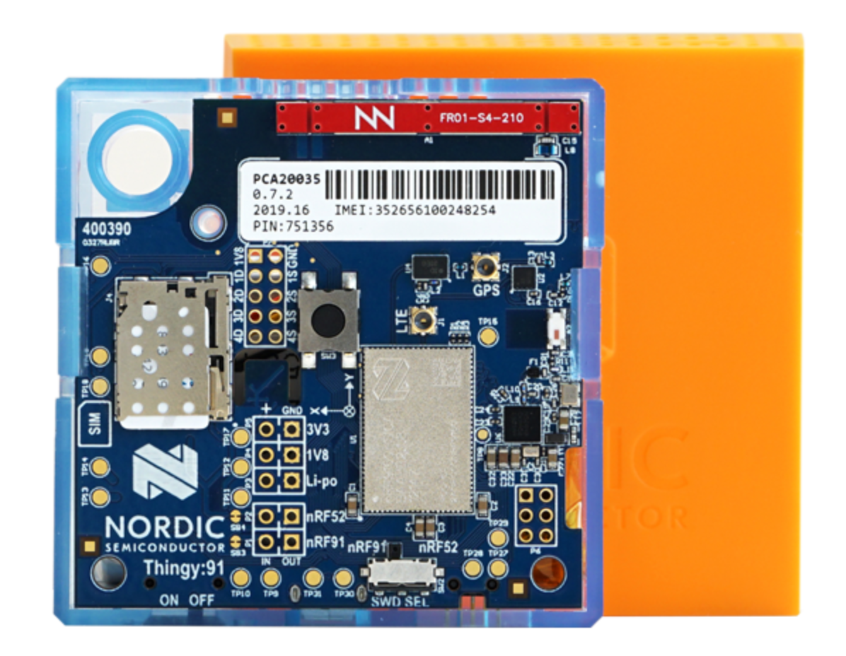 The Nordic Thingy:91 cellular IoT prototyping board