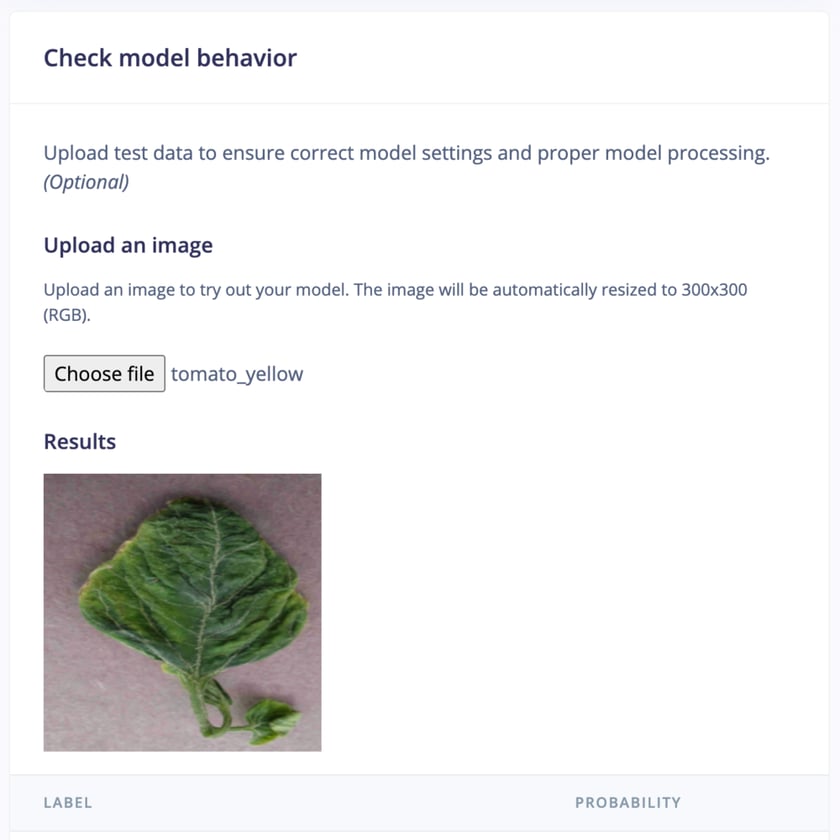 Check Modle Bring your own model (BYOM) - Edge Impulse Documentation