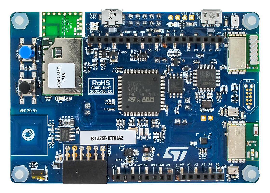 ST B-L475E-IOT01A Discovery Kit shown from the component side