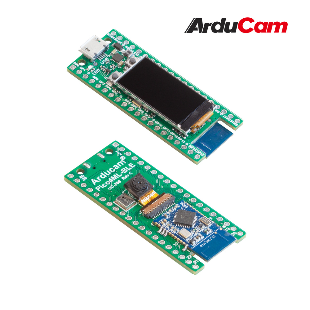 Arducam Pico4ML TinyML development board with camera, display, microphone, and sensors