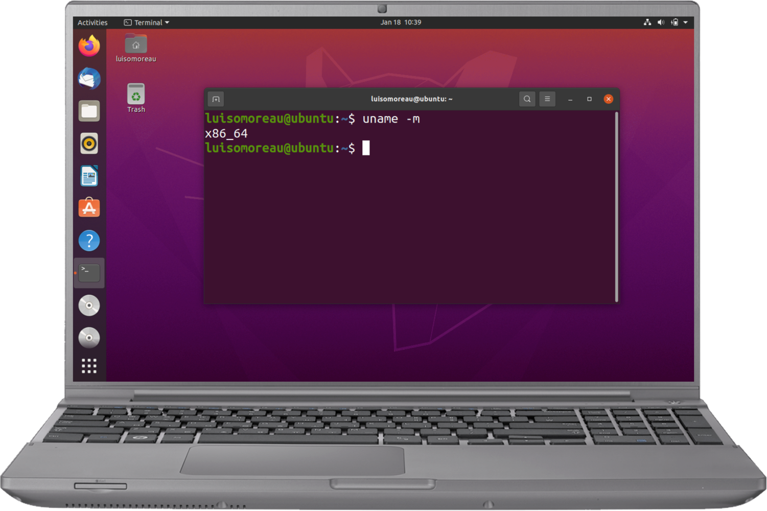 Ubuntu desktop on a Linux x86_64 computer used as an Edge Impulse target