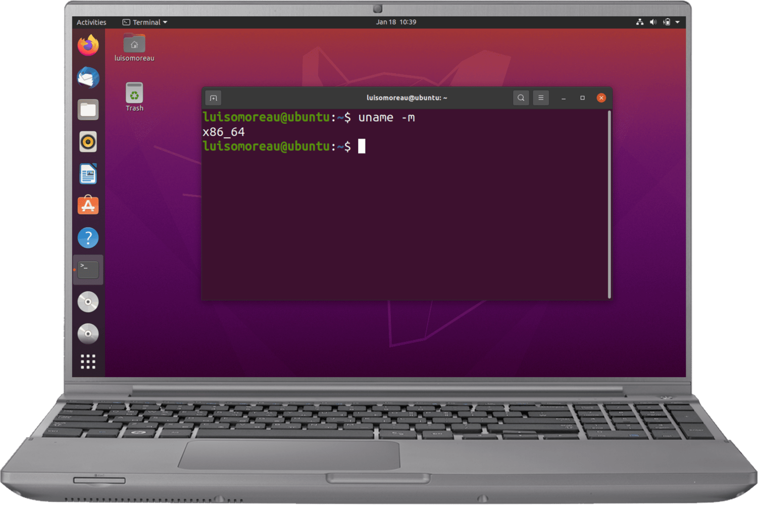 Ubuntu desktop on a Linux x86_64 computer used as an Edge Impulse target