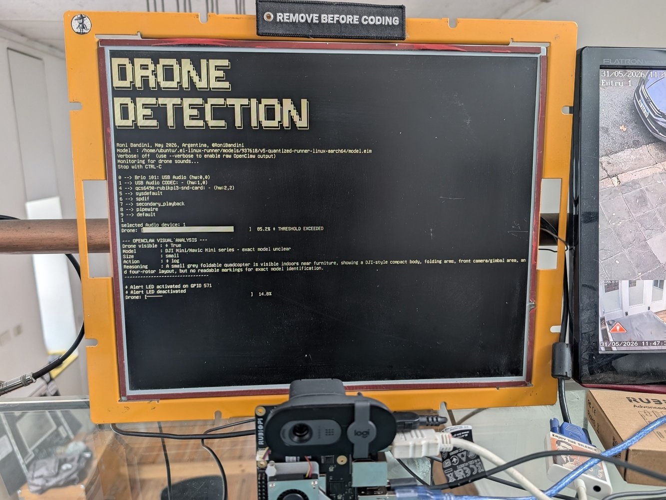 Telegram alert screenshot sent after confirmed drone detection