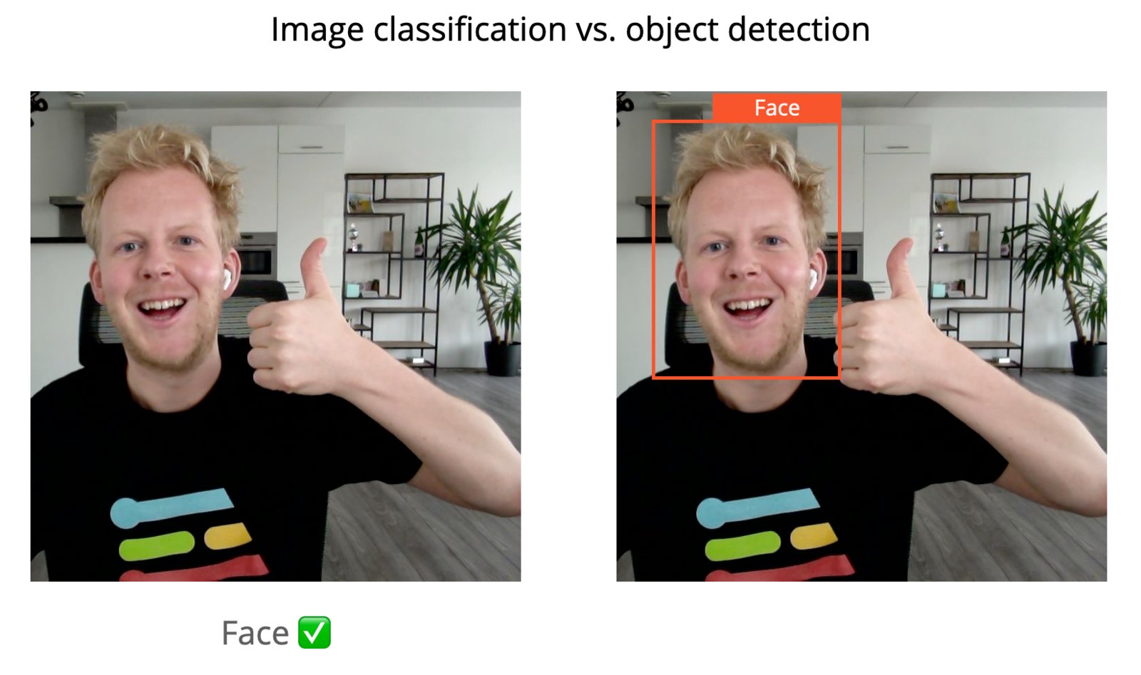 Comparison between binary image classification and object detection outputs