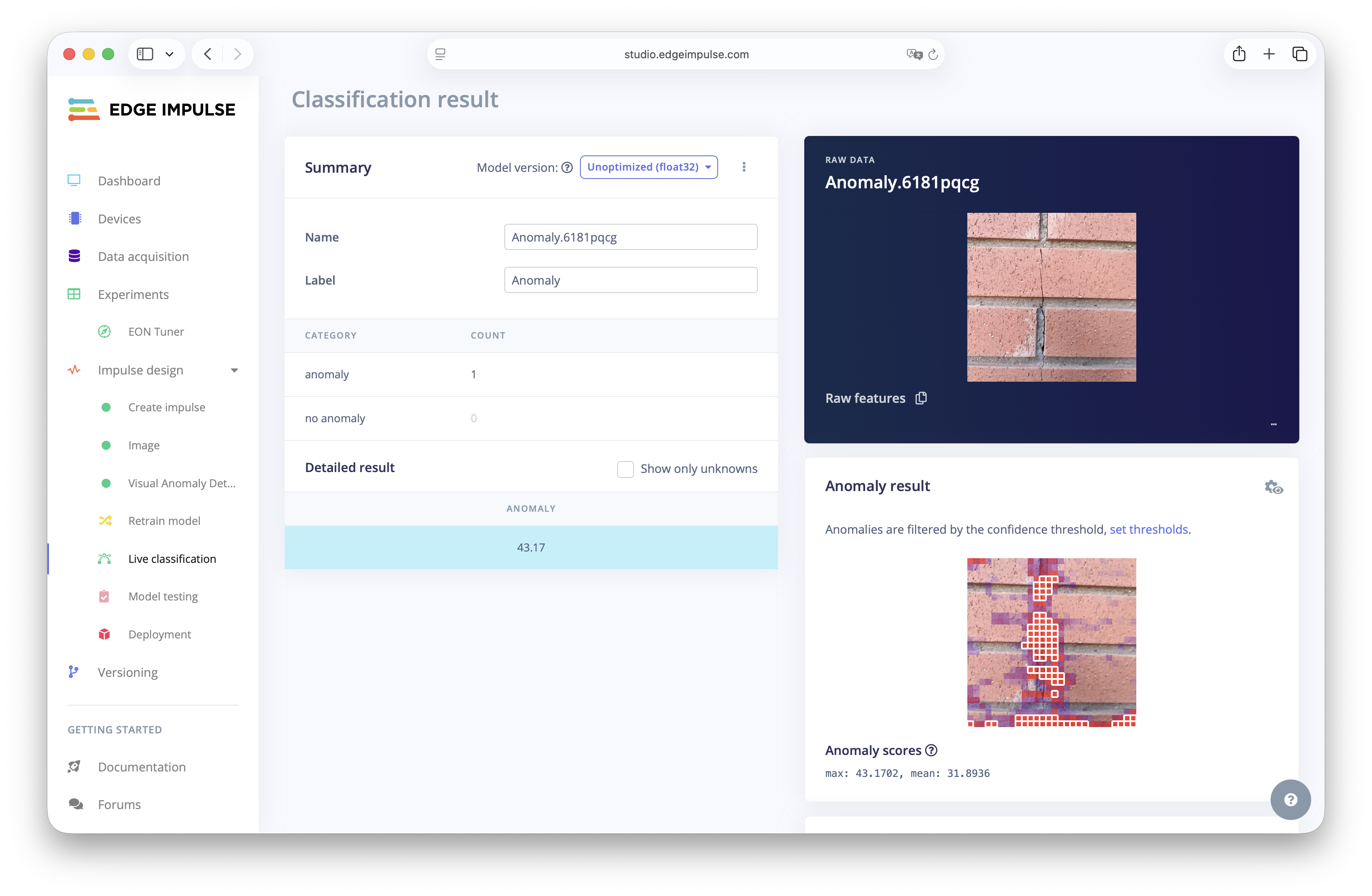 Visual anomaly detection - Edge Impulse Documentation