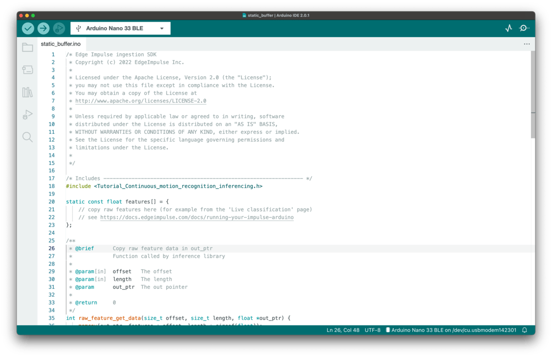 Run Arduino library (IDE 2.0) - Edge Impulse Documentation