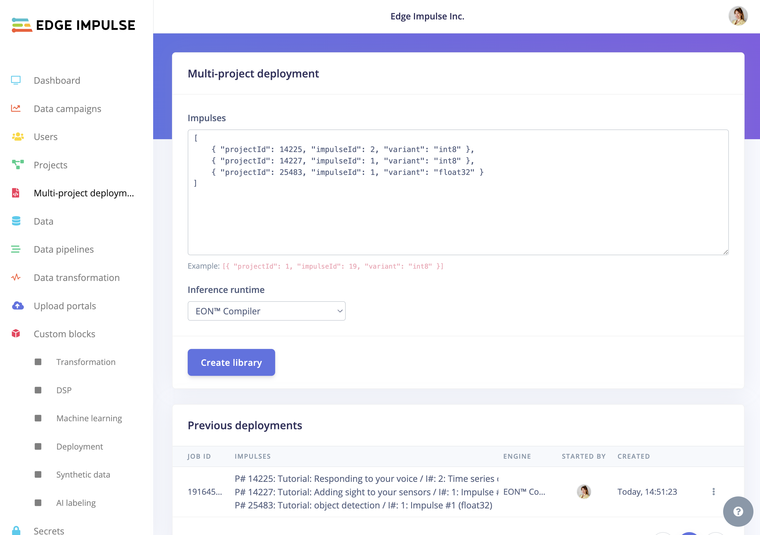Multi-project deployment - Edge Impulse Documentation