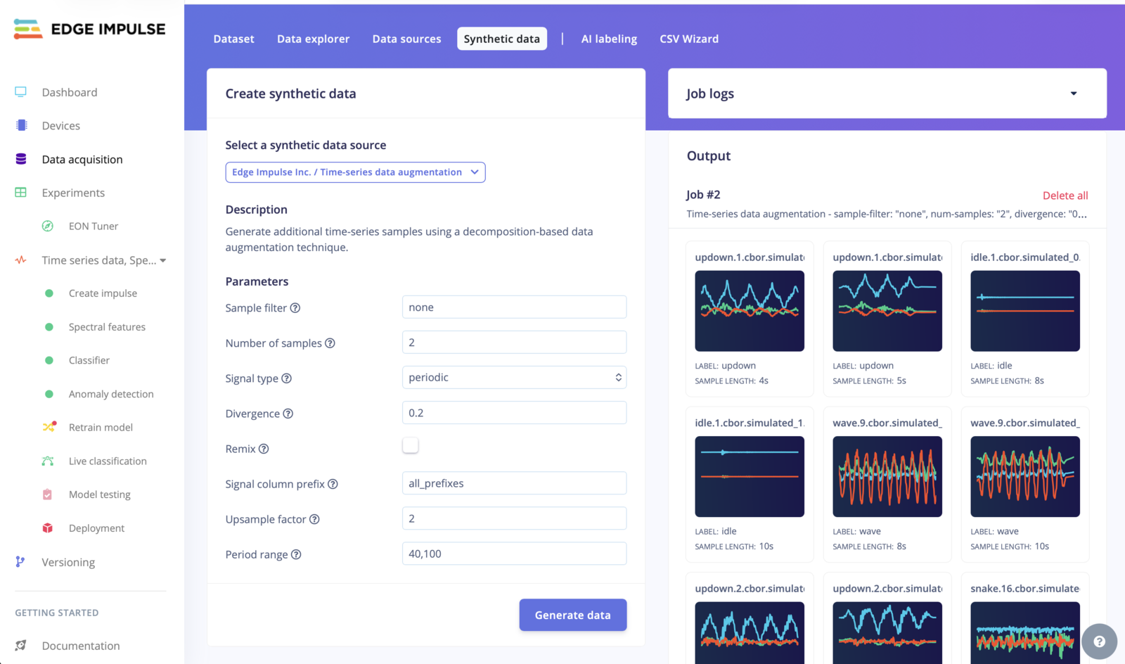 Synthetic data - Edge Impulse Documentation