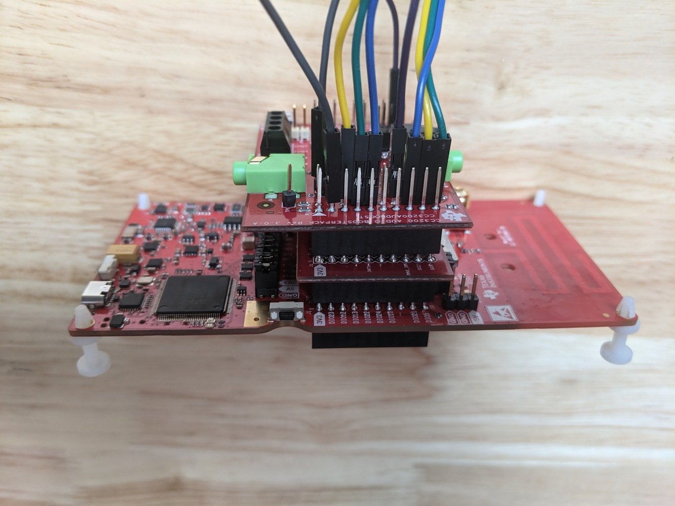 TI Launchpad stacked with both sensor and audio booster packs