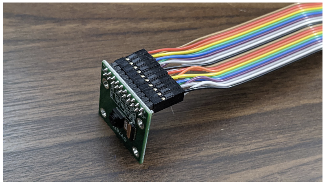 OV7675 camera module with female jumper wires connected