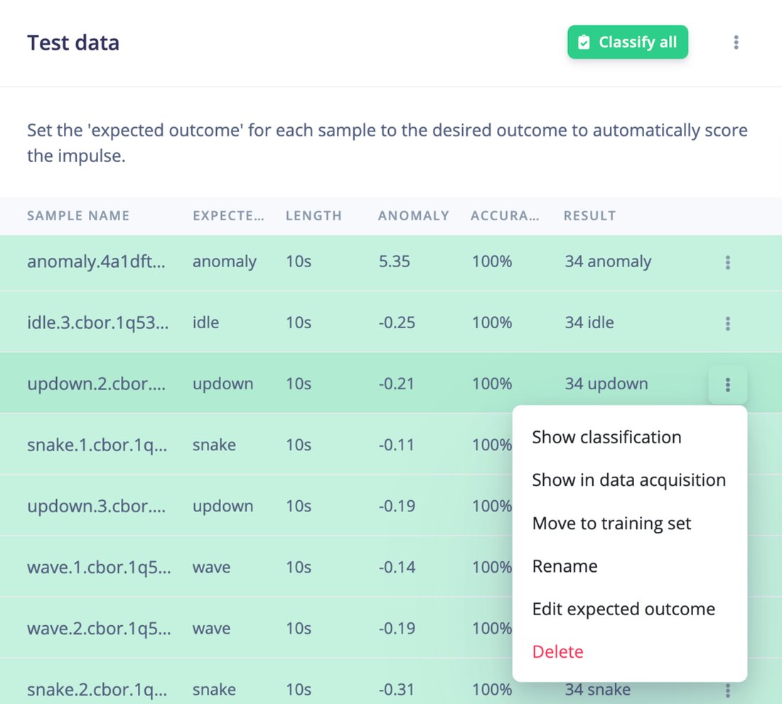 Test Data Table Model testing - Edge Impulse Documentation