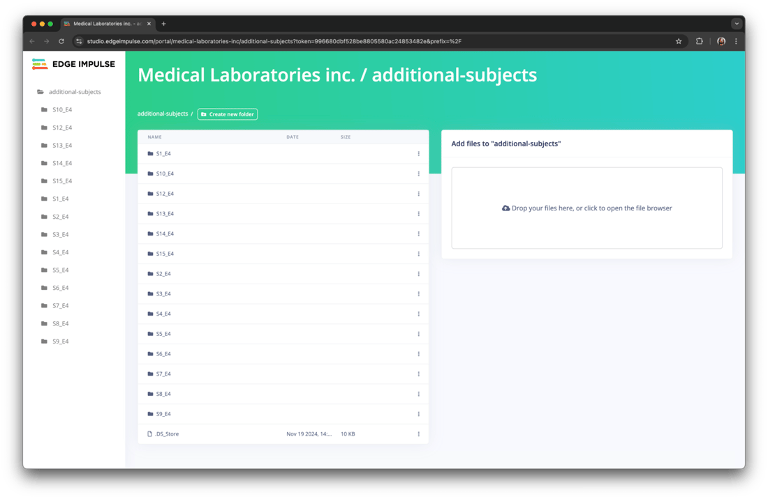 Direct Entry Buds File Example Synchronizing clinical data with a bucket - Edge Impulse Documentation
