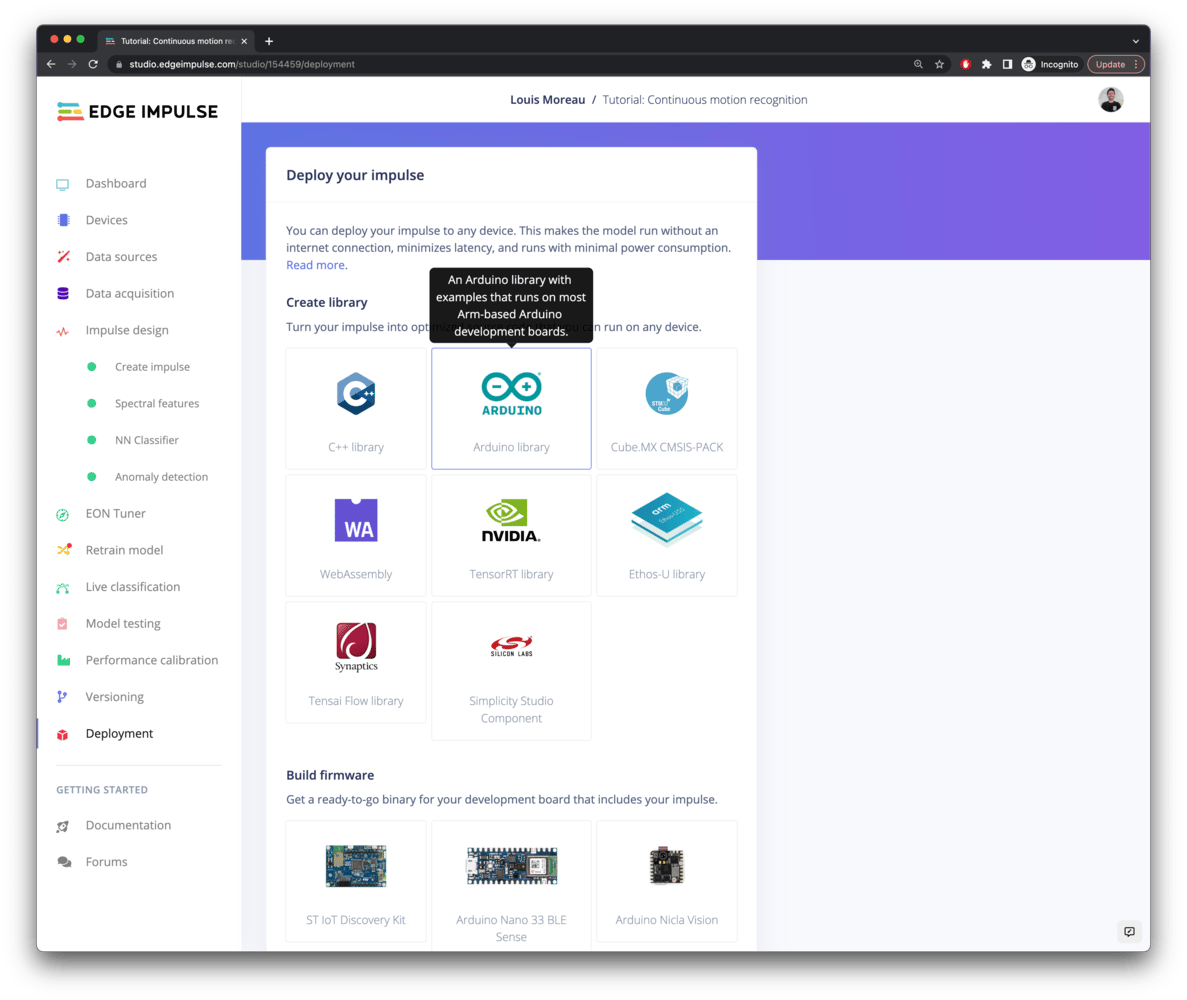 Run Arduino library (IDE 2.0) - Edge Impulse Documentation