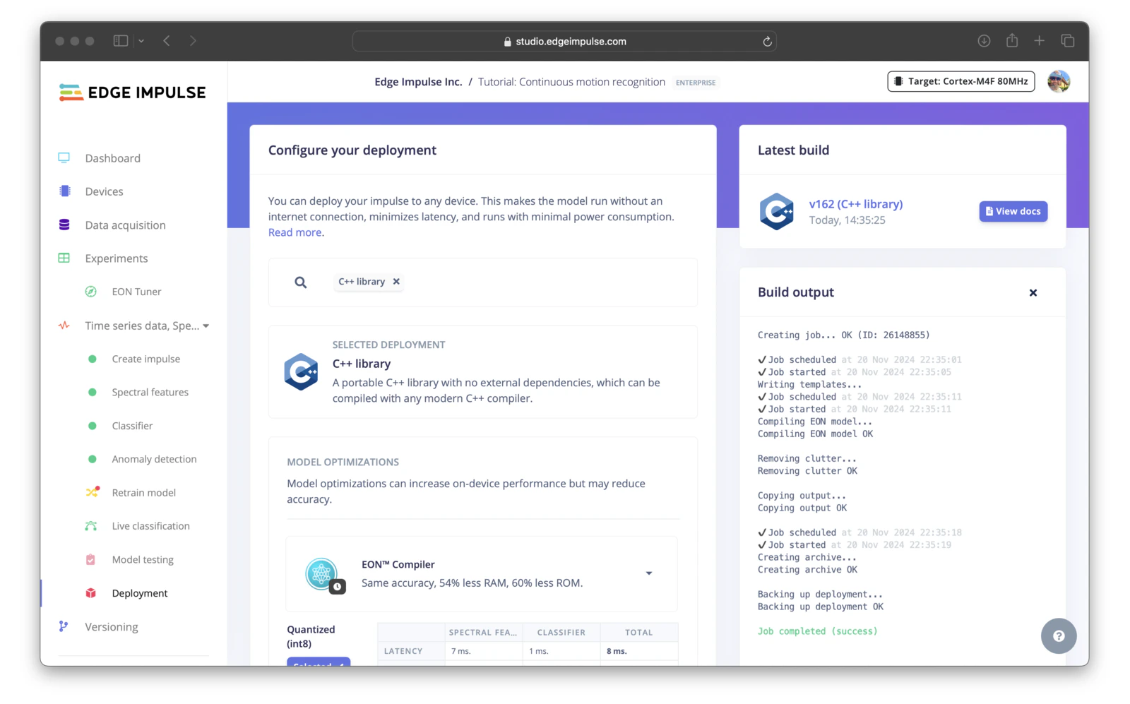 Run C++ library on custom boards - Edge Impulse Documentation