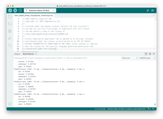 Arduino Nano 33 BLE Sense - Edge Impulse Documentation