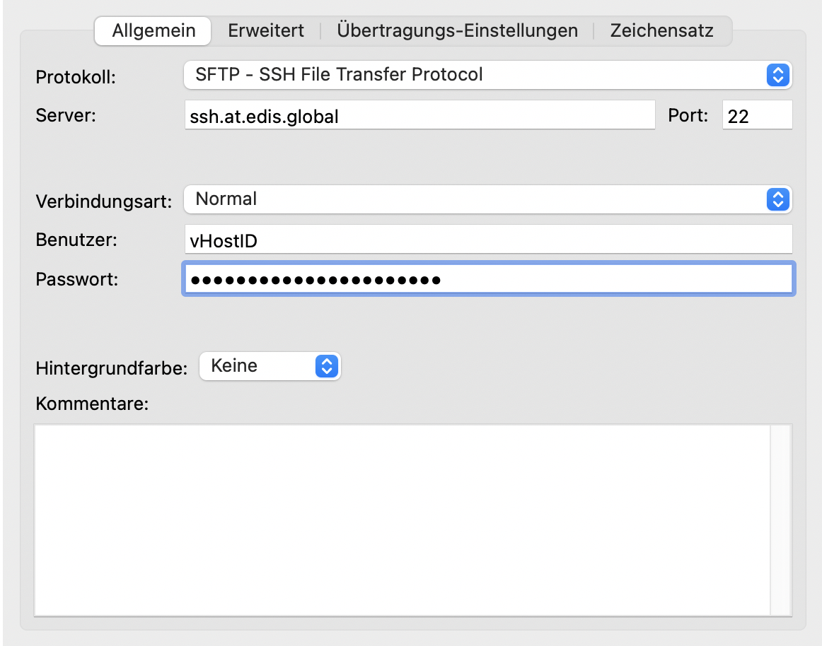 SFTP-Verbindung im FileZilla-Servermanager einrichten
