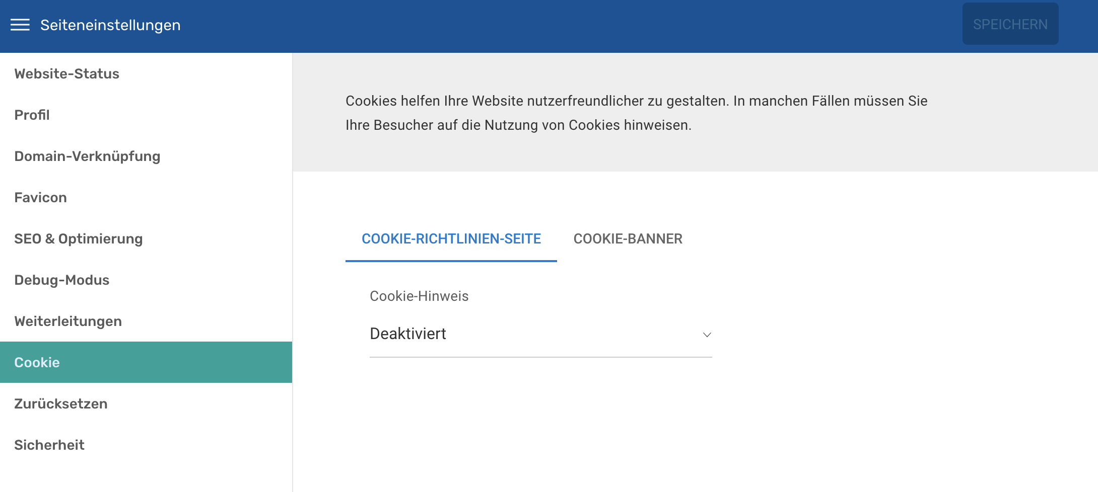 Cookie-Einstellungen im EDIS-Baukasten öffnen