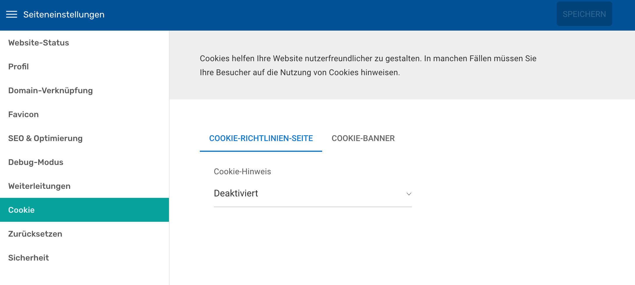 Cookie-Einstellungen im EDIS-Baukasten öffnen