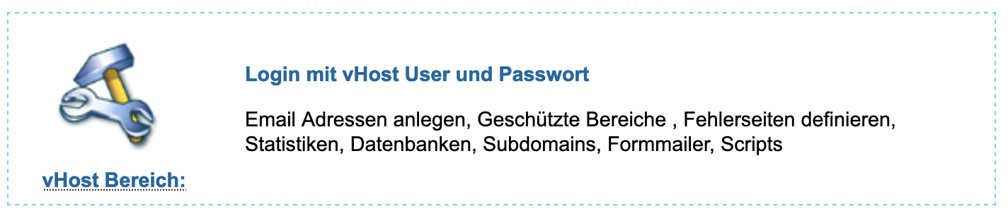 Direkte Anmeldung im vHost-Bereich von EDIS