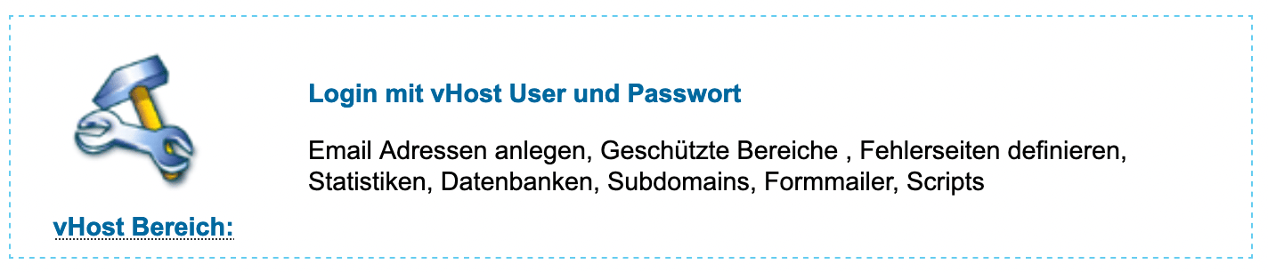 Direkte Anmeldung im vHost-Bereich von EDIS