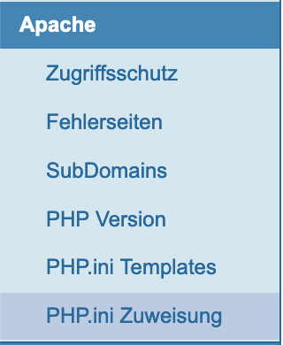 PHP.INI-Template der gewünschten Domain zuweisen