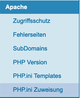 PHP.INI-Template der gewünschten Domain zuweisen