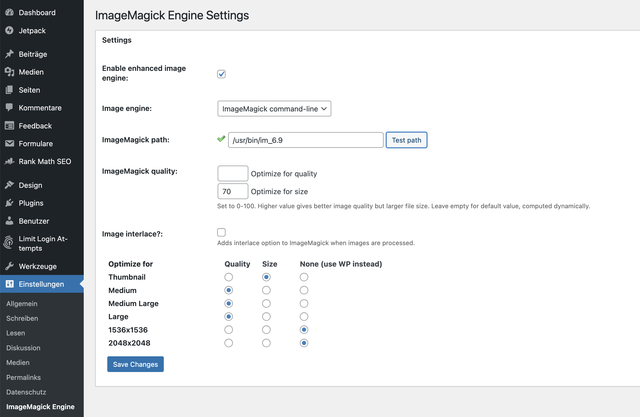Einstellungen für ImageMagick im EDIS-Webhosting