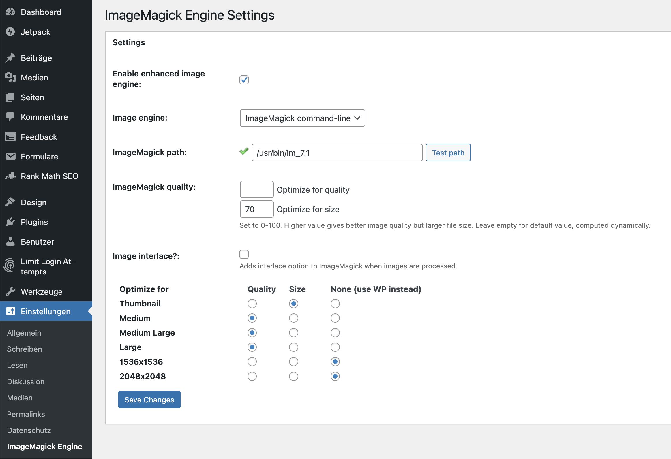 Konfiguration der ImageMagick-Werkzeuge im Hosting-Account