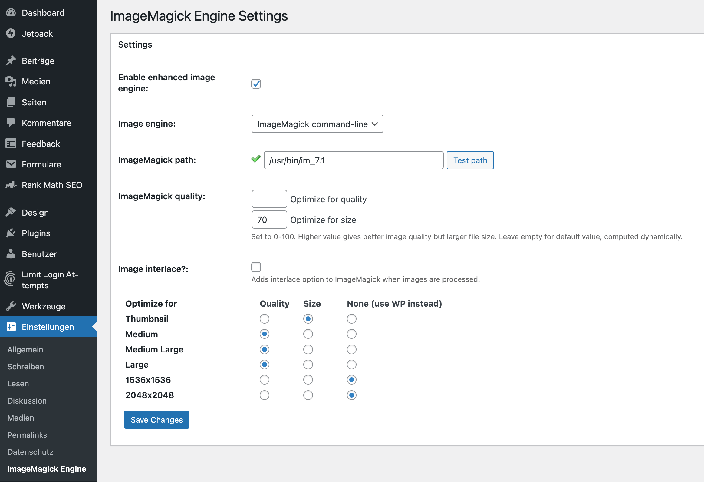 Konfiguration der ImageMagick-Werkzeuge im Hosting-Account