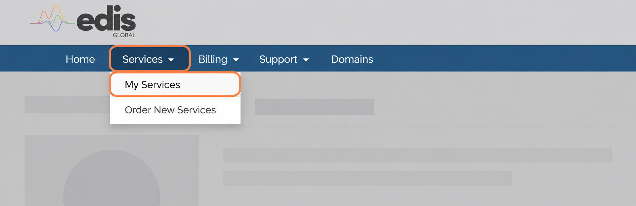 Services menu with My Services highlighted