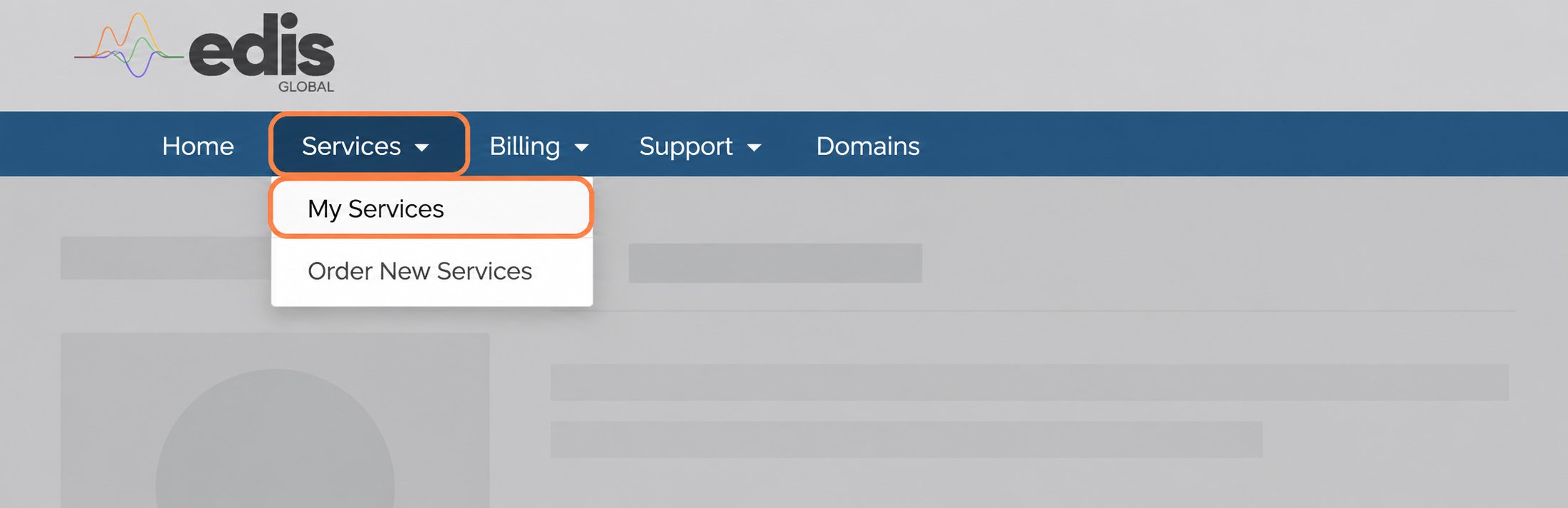 Services menu with My Services highlighted