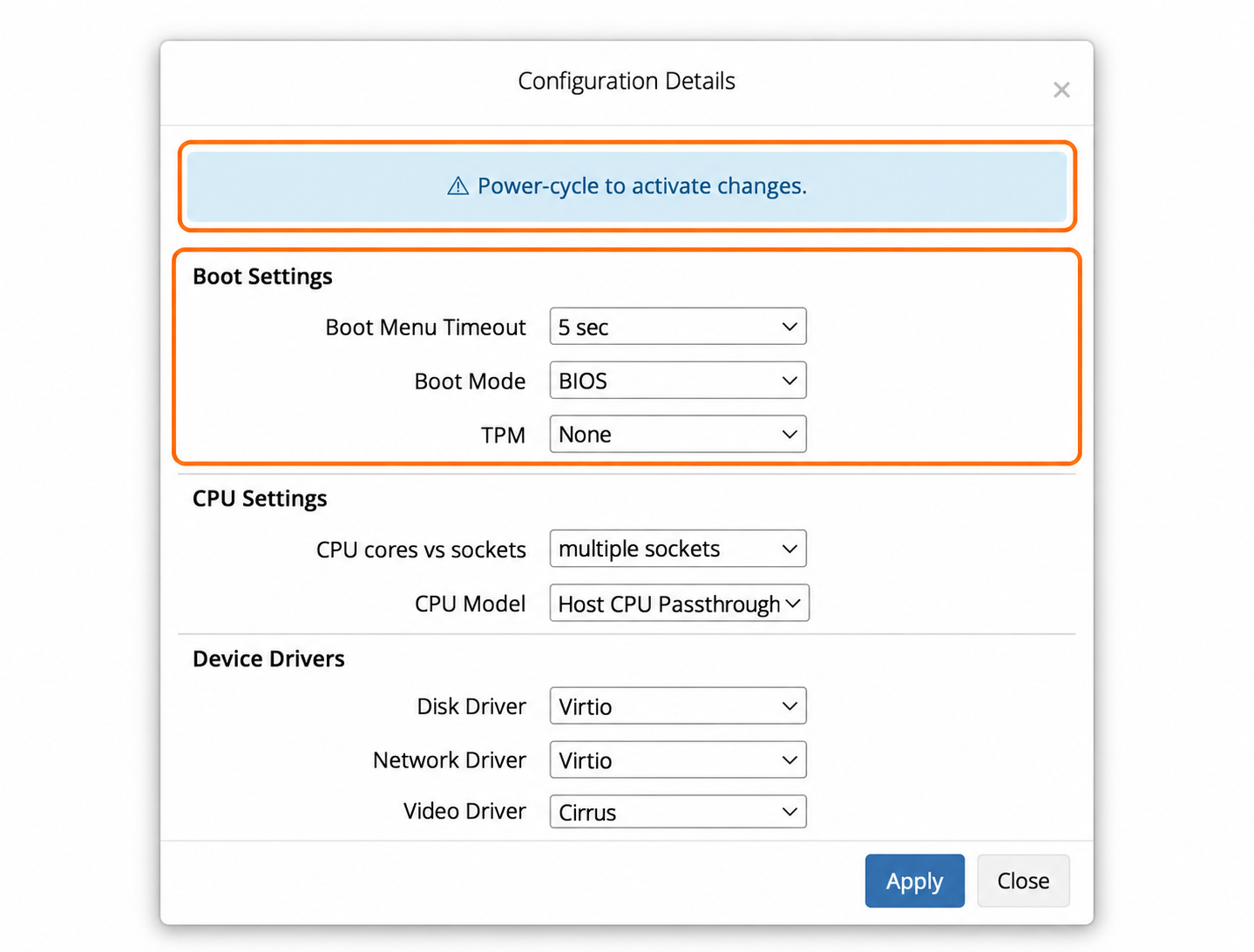 Boot Settings within the System Configuration dialog