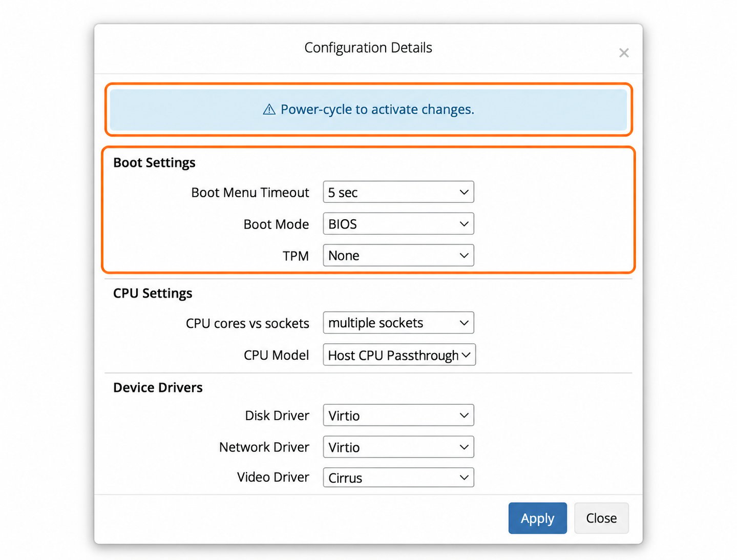 Boot Settings within the System Configuration dialog