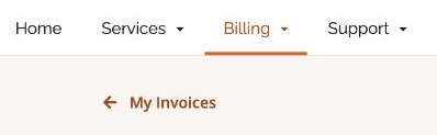 Billing menu and My Invoices return link in the current invoice layout
