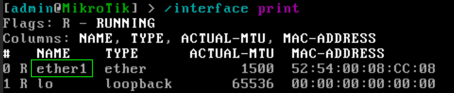 Check name of interface in RouterOS