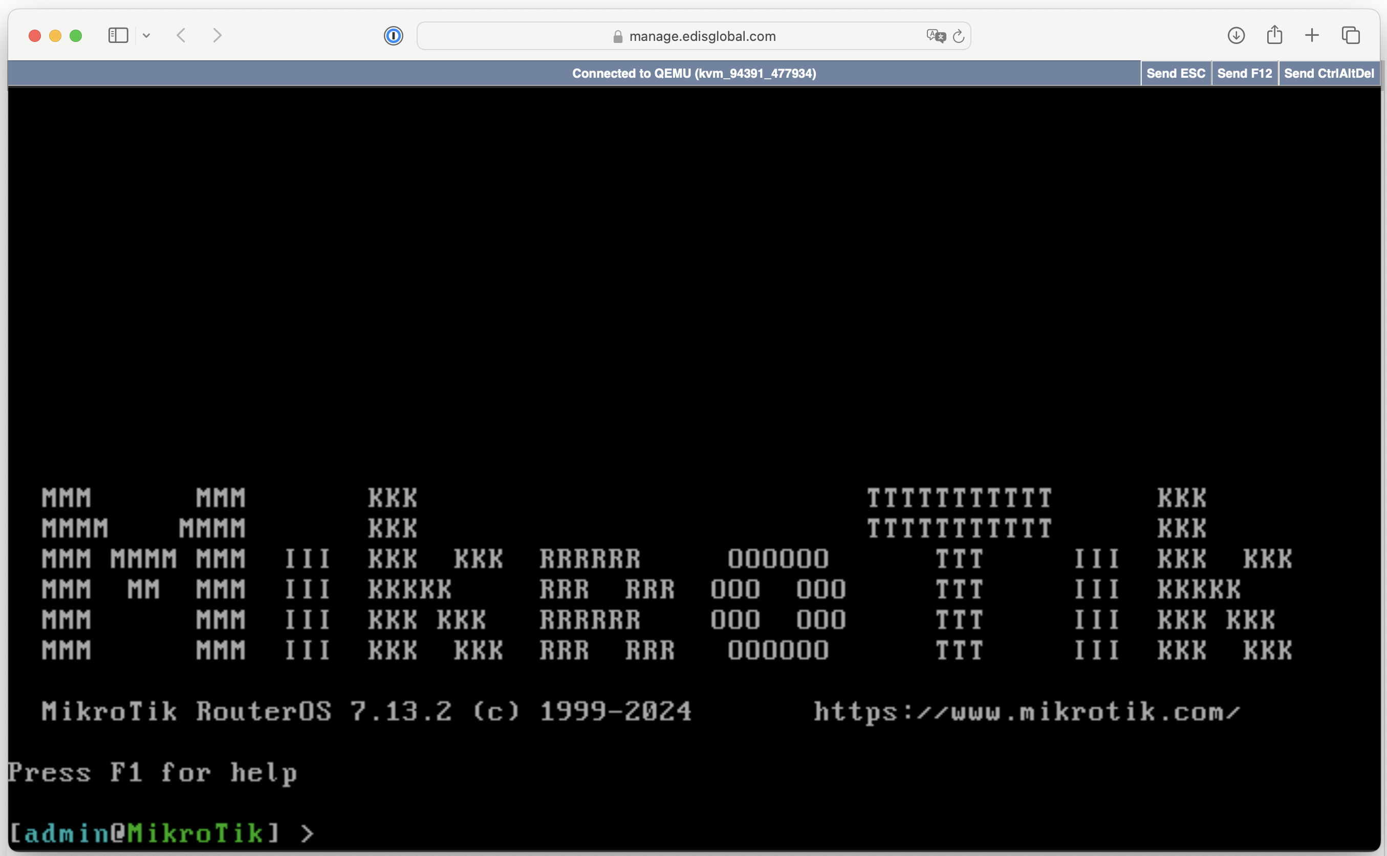 Mikrotik RouterOS on EDIS KVM