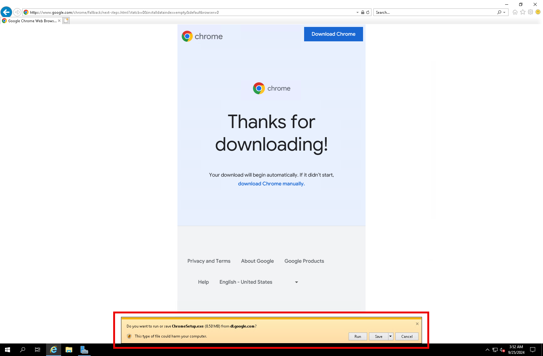 Install Chrome on Windows Server