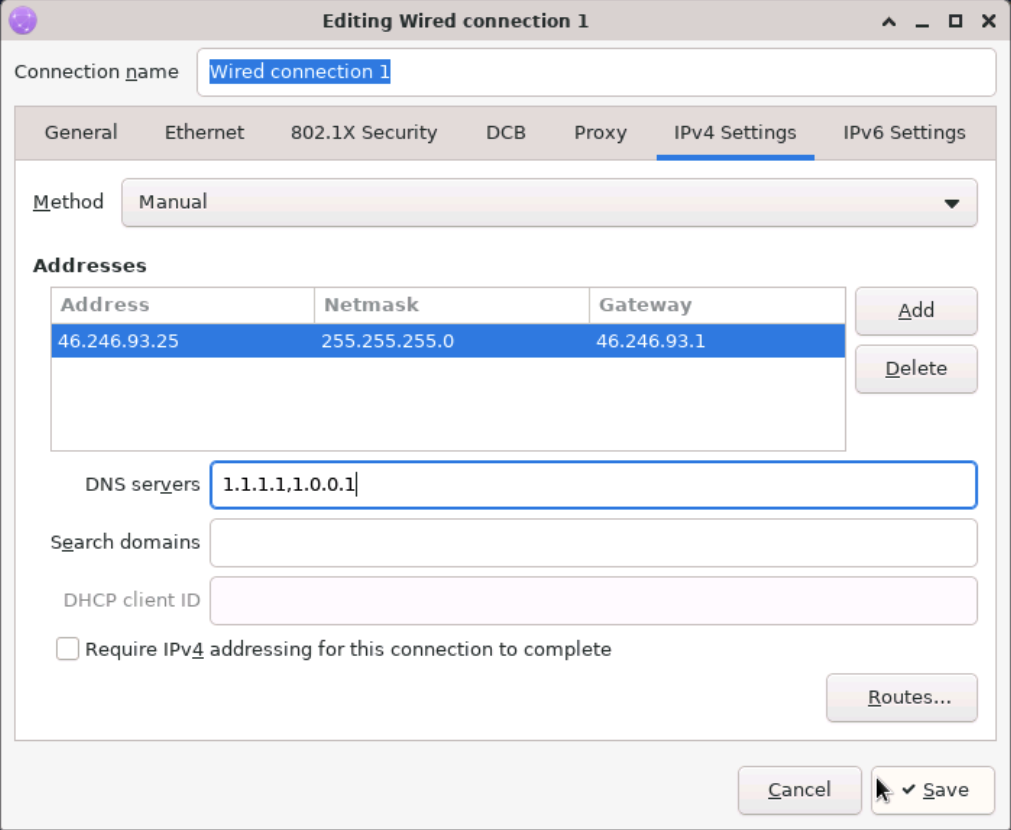 IPv4 Manual Settings/DNS