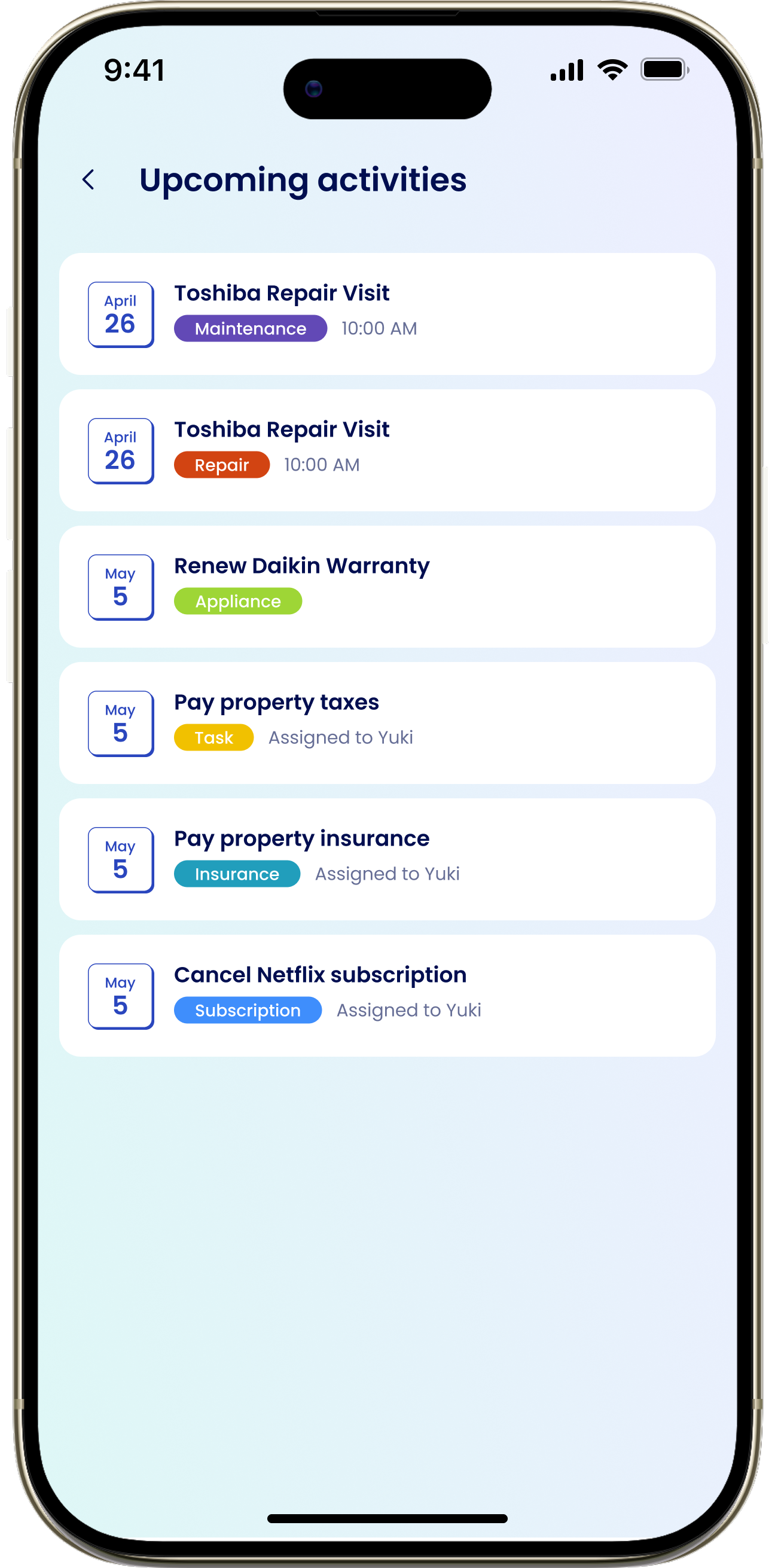 Activities List