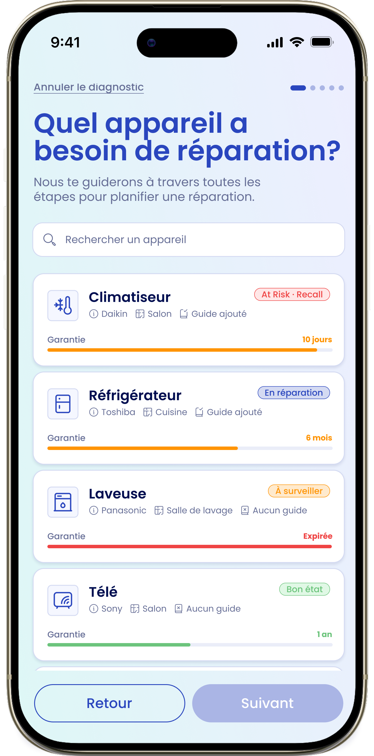 L'étape 1 du diagnostic : Quel appareil a besoin de réparation?