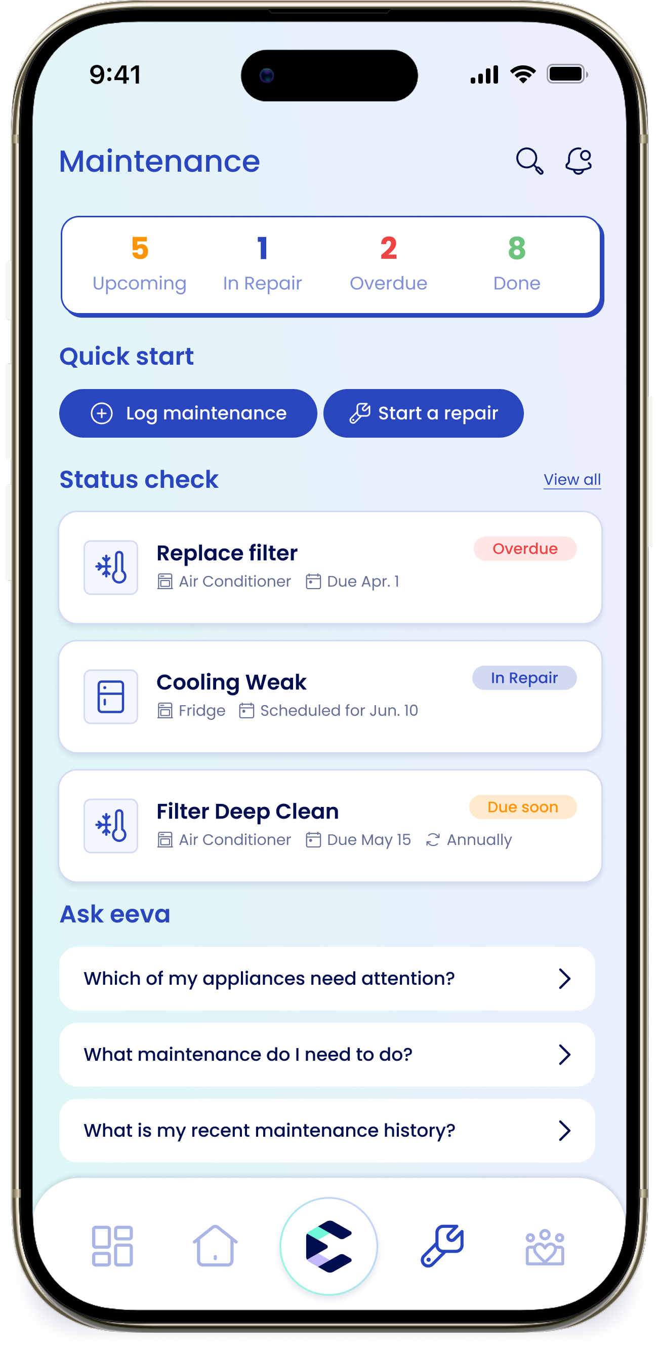Maintenance Tab