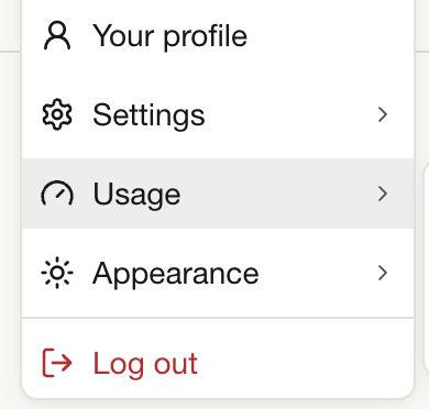 The account menu in Effective with Usage selected