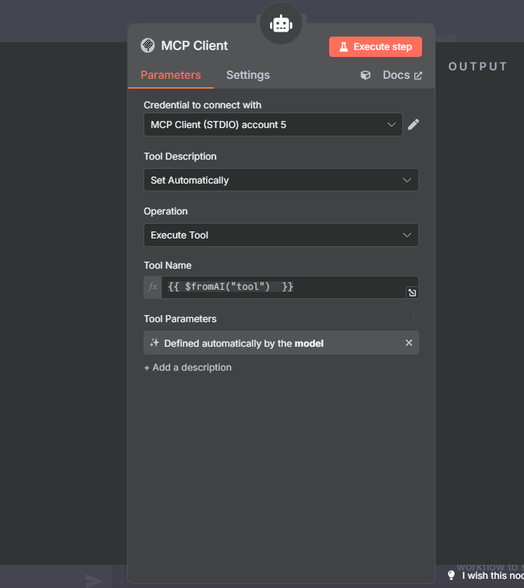 Configure MCP Client node