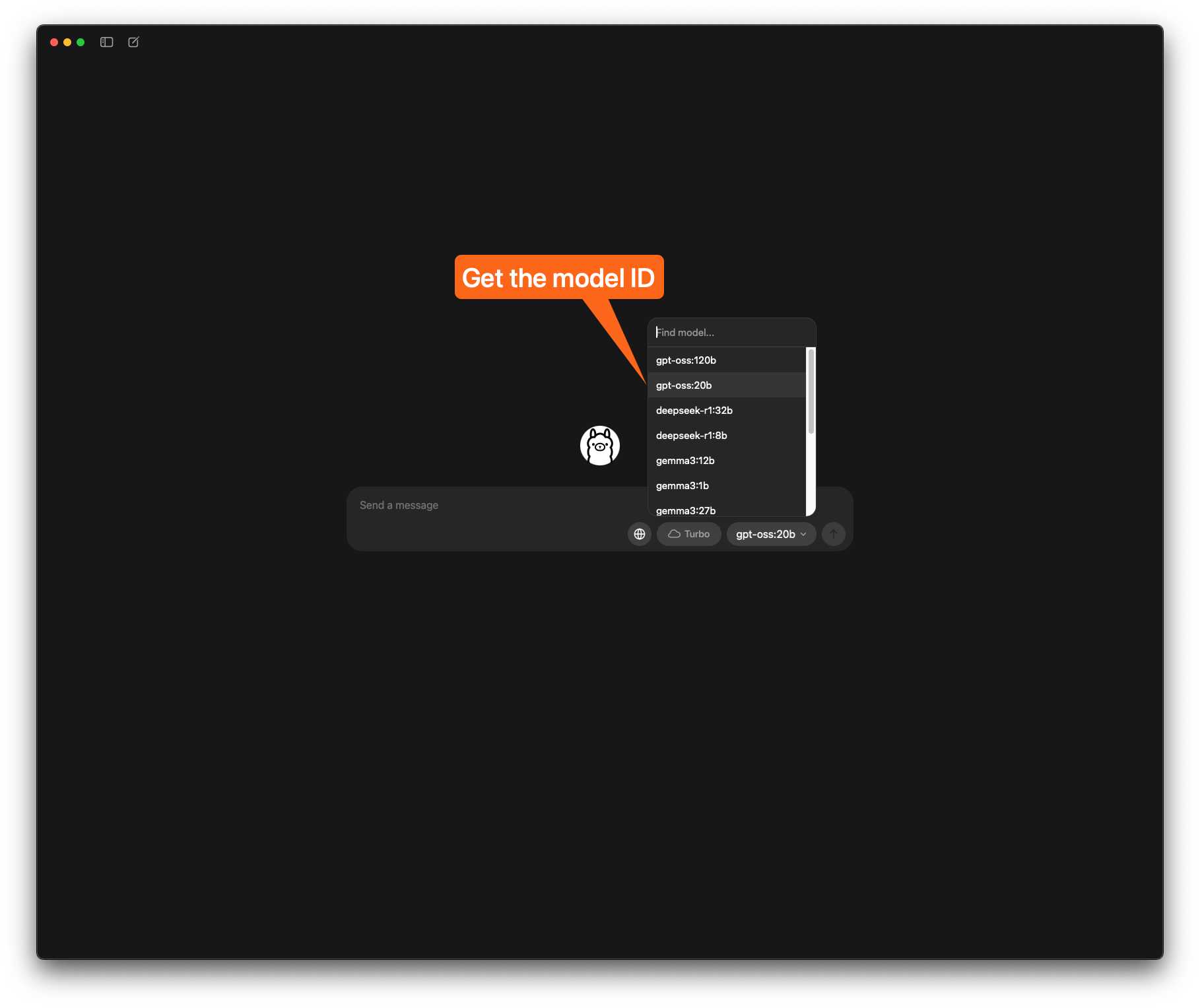 Get the ollama model ID