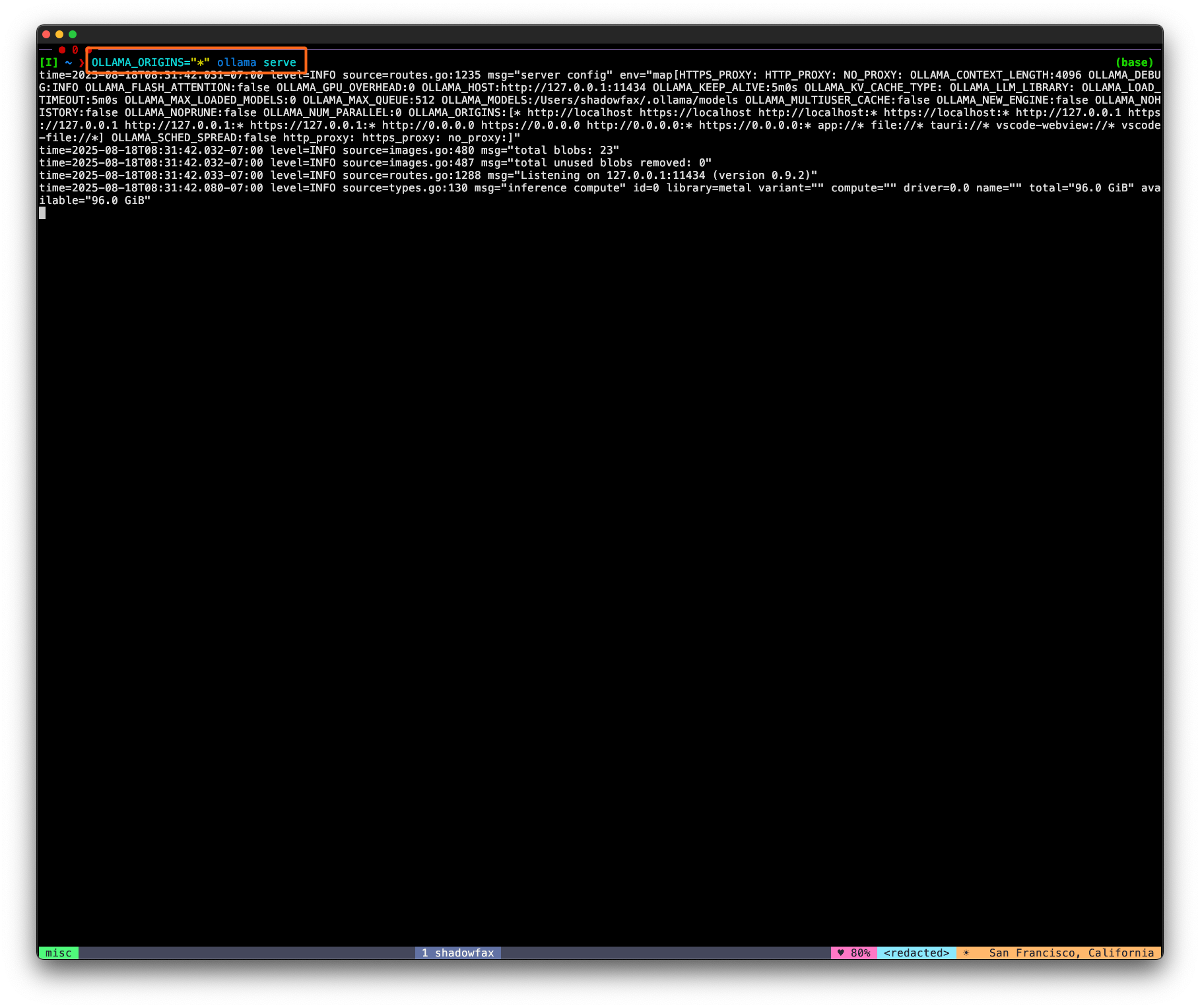 Start Ollama from CLI