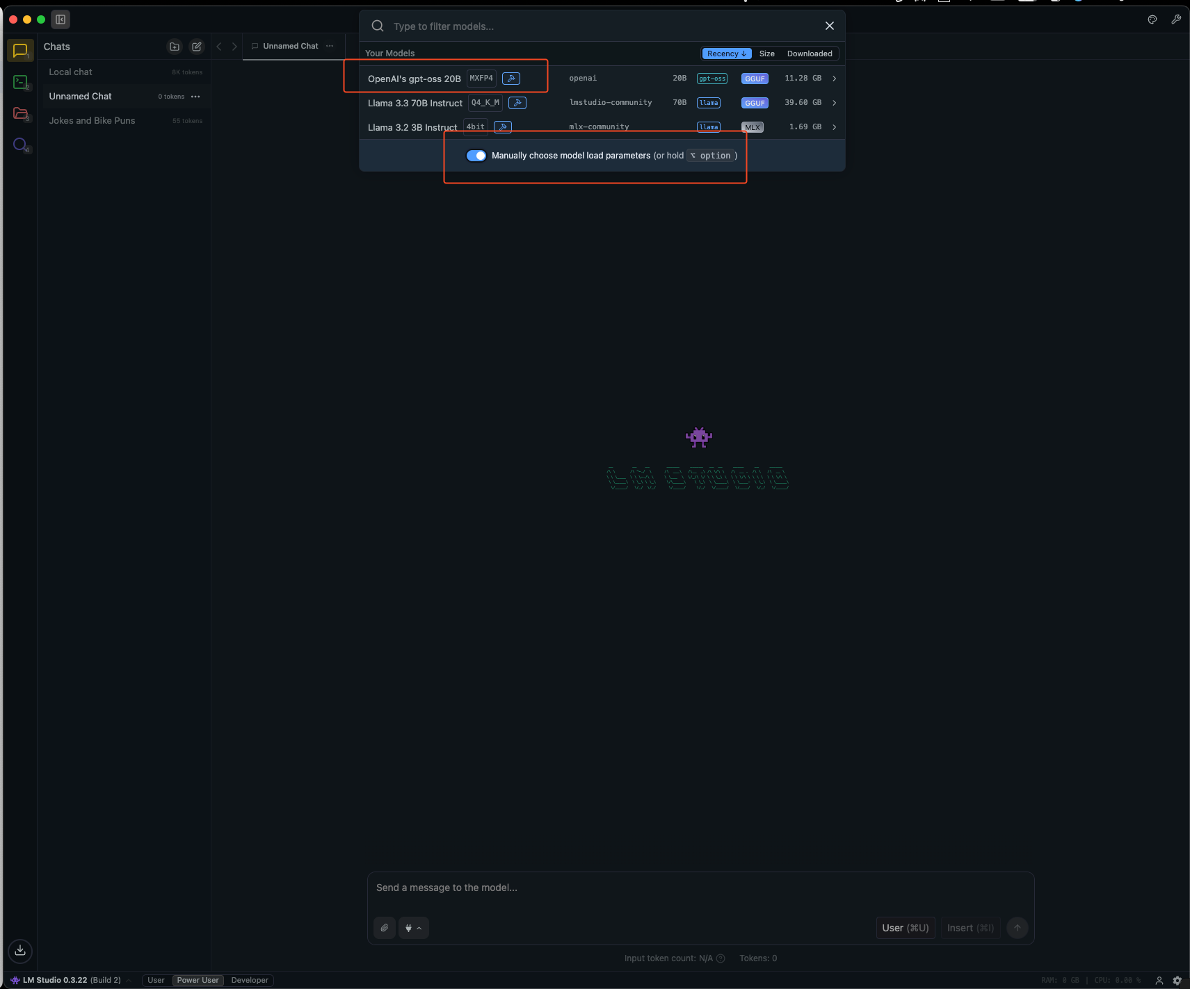 Enable the flag to choose model parameters on load