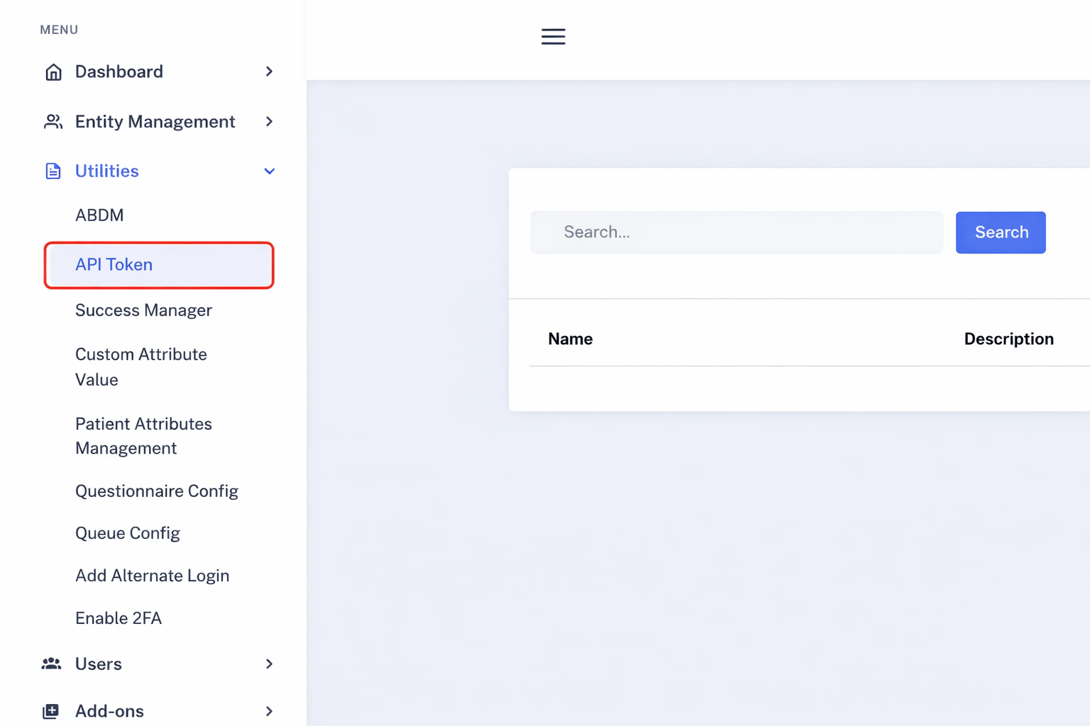 Eka Console dashboard with Manage API Credentials highlighted