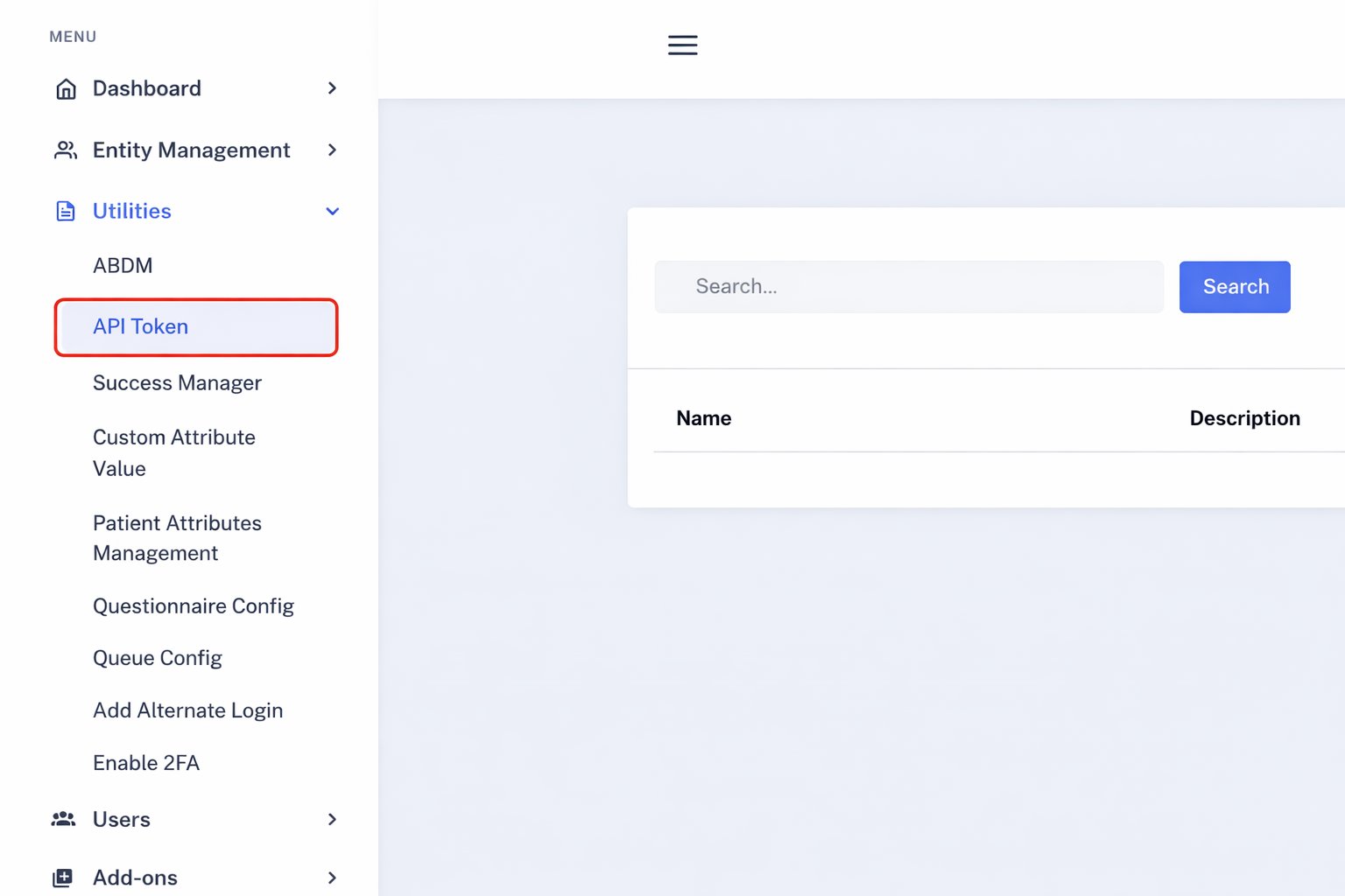 Eka Console dashboard with Manage API Credentials highlighted