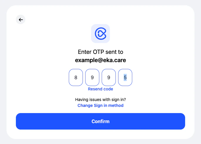 OTP verification screen